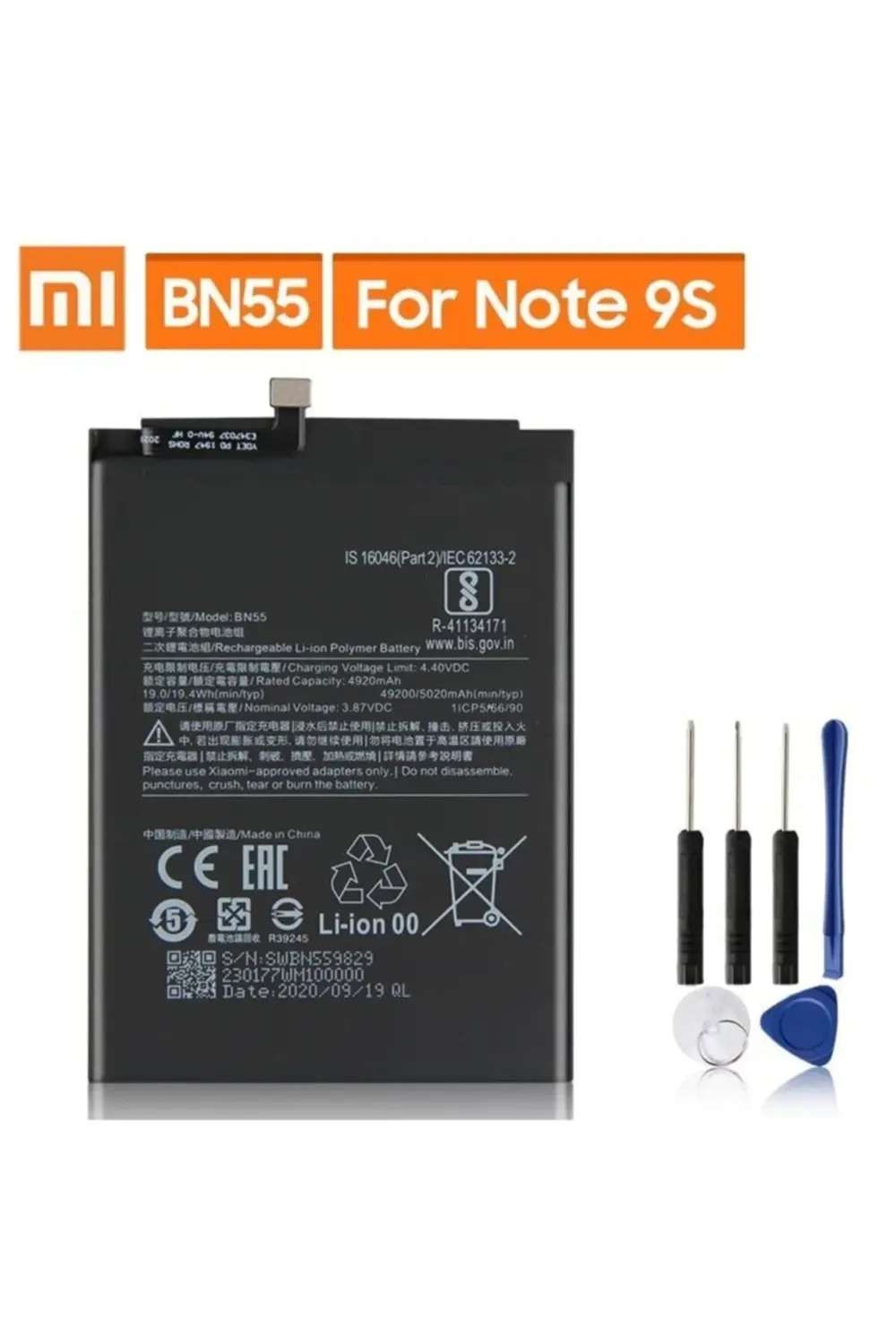 Xiaomi Redmi Note 9S Batarya Servis & Tamir Seti BN55 5,020 mAh