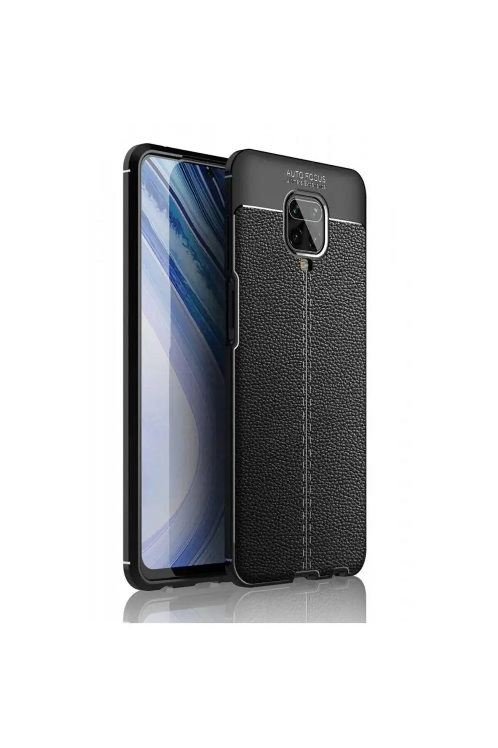 Xiaomi Redmi Note 9S Deri Görünümlü Silikon Siyah