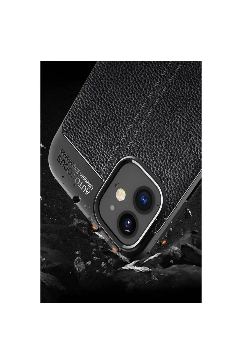 Xiaomi Redmi Note 9S Deri Görünümlü Silikon Siyah