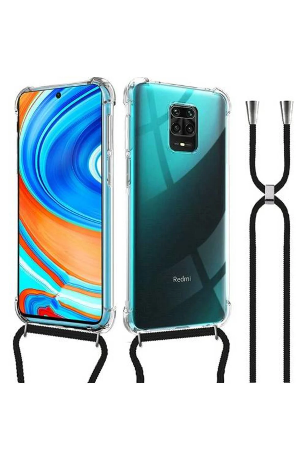 Xiaomi RedMi Note 9S Askılı İpli Şeffaf Tank Kılıf