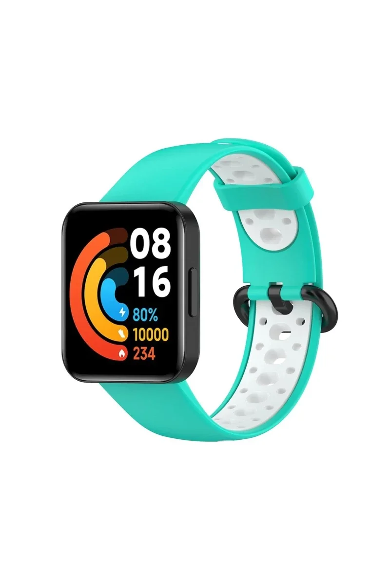 Xiaomi Redmi Watch 2 Spor Delikli Kordon - Turkuaz-Beyaz Xiaomi Redmi Watch 2 Spor Delikli Kordon - Turkuaz-Beyaz