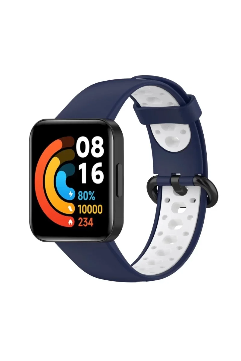 Xiaomi Redmi Watch 2 Spor Delikli Kordon - Lacivert-Beyaz Xiaomi Redmi Watch 2 Spor Delikli Kordon - Lacivert-Beyaz