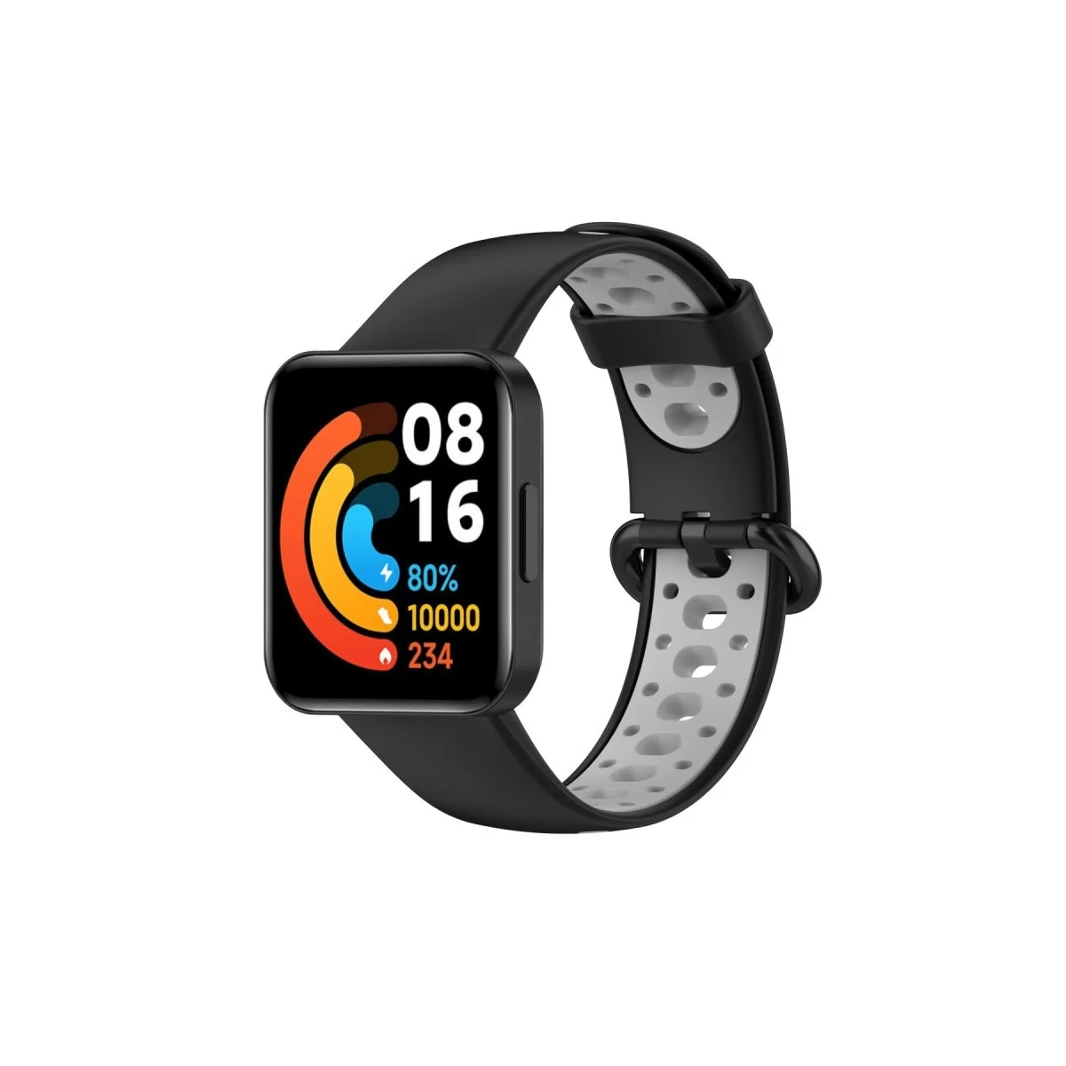 Xiaomi Redmi Watch 2 Spor Delikli Kordon - Siyah-gri Xiaomi Redmi Watch 2 Spor Delikli Kordon - Siyah-gri