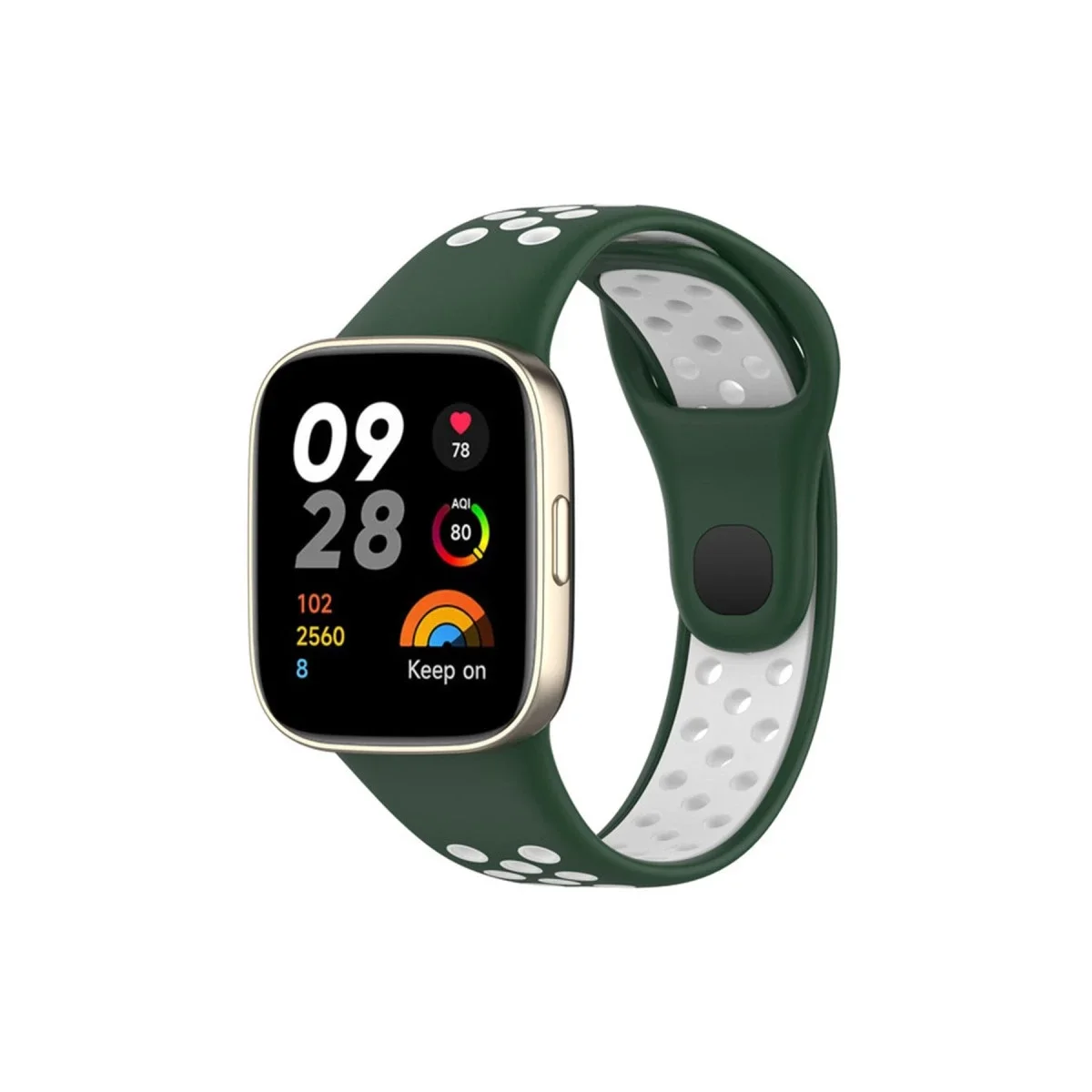 Xiaomi Redmi Watch 3 Spor Delikli Kordon - Haki Yeşil-Beyaz