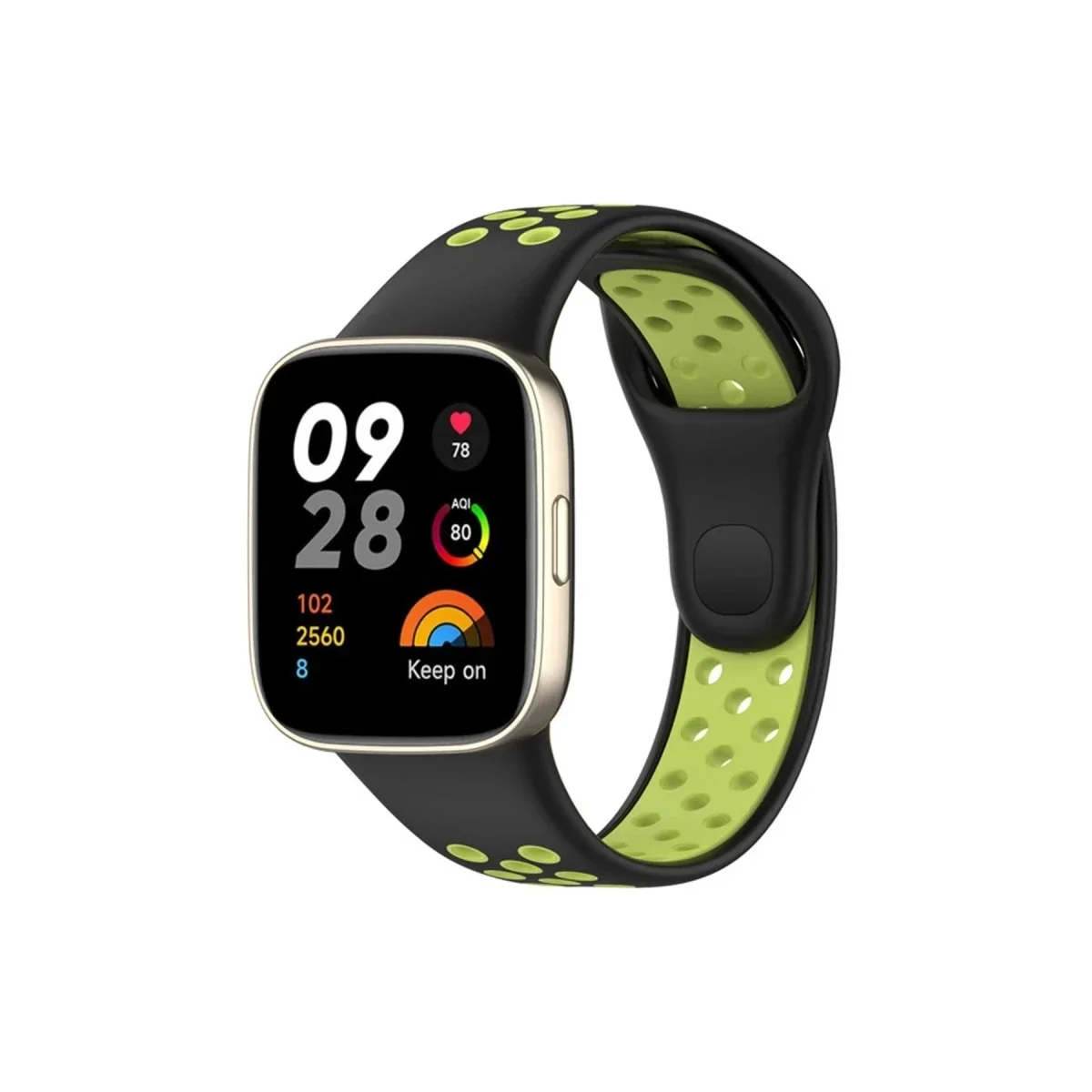 Xiaomi Redmi Watch 3 Spor Delikli Kordon - Siyah-Yeşil Xiaomi Redmi Watch 3 Spor Delikli Kordon - Siyah-Yeşil