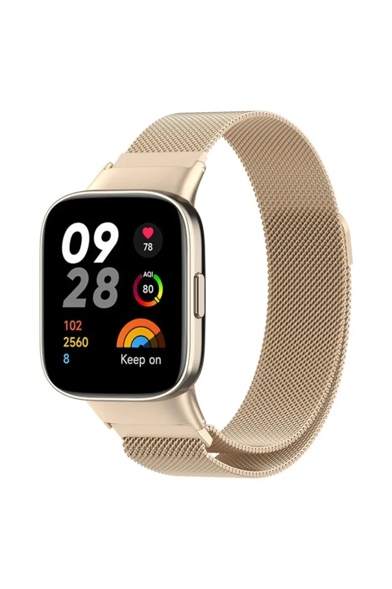 Xiaomi Redmi Watch 3 Metal Mıknatıslı Kordon - Metalik Gold Xiaomi Redmi Watch 3 Metal Mıknatıslı Kordon - Metalik Gold