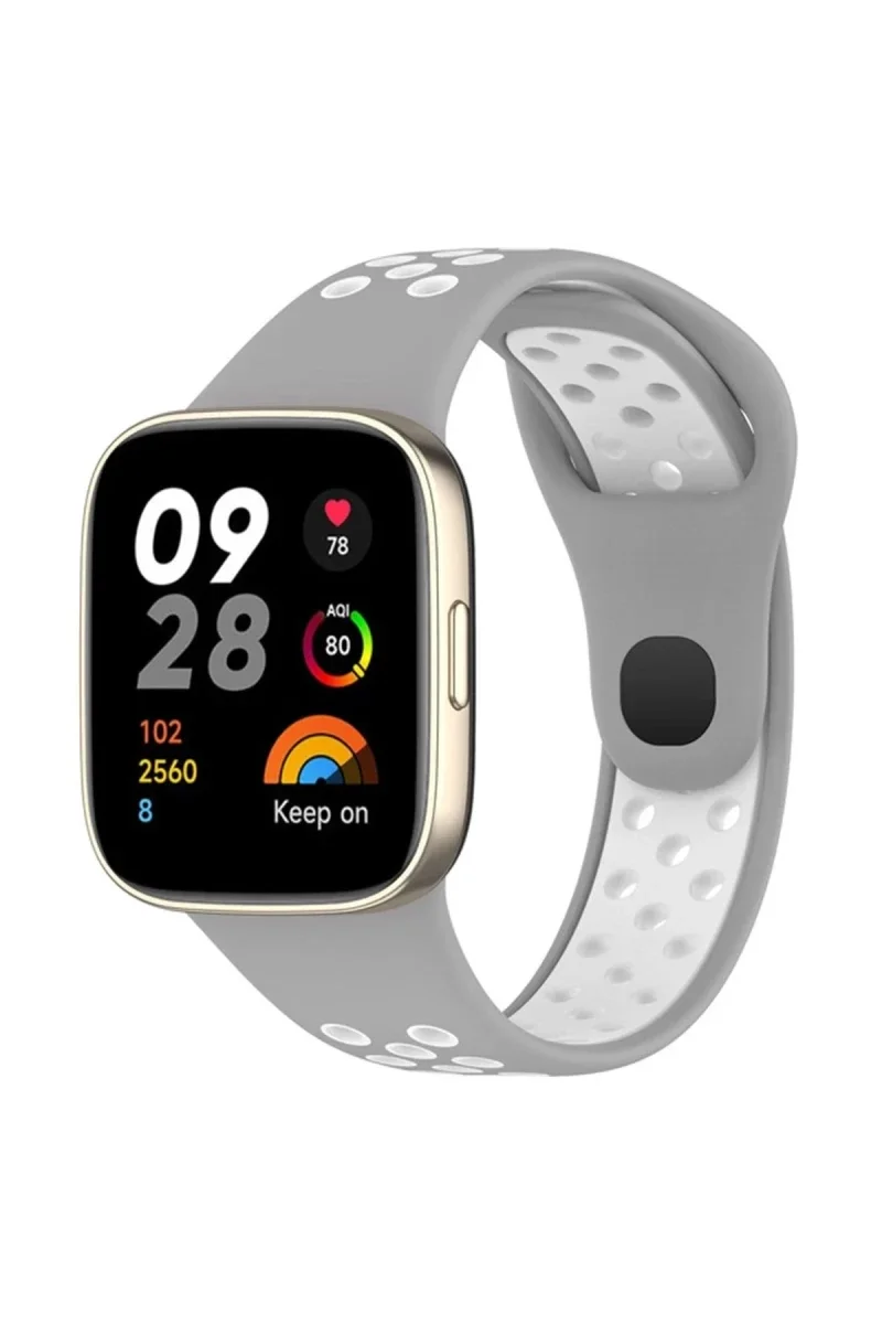 Xiaomi Redmi Watch 3 Spor Delikli Kordon - Gri-Beyaz