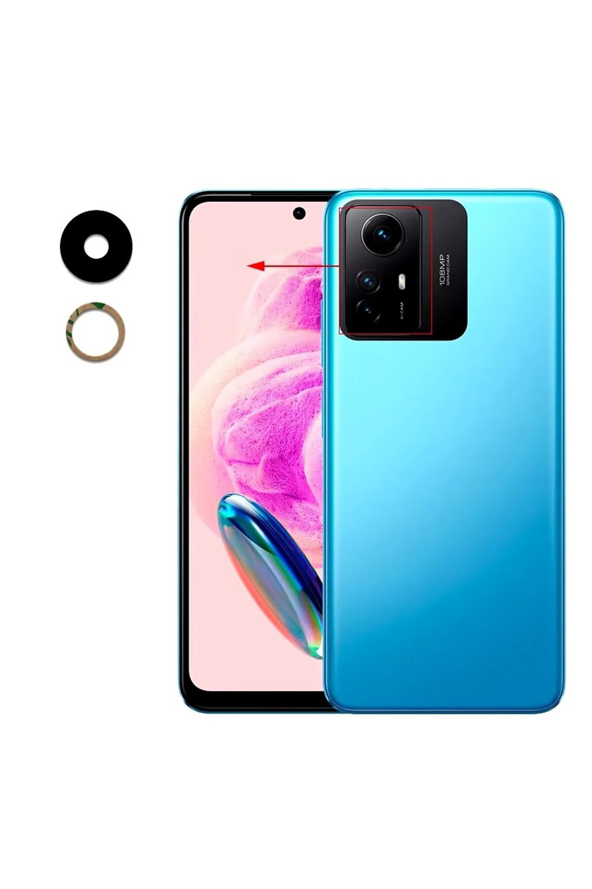Xiaomi Uyumlu Redmi Note 12S Kamera Lensi Cam 303CRA44A, 23030RAC7Y, 2303ERA42L