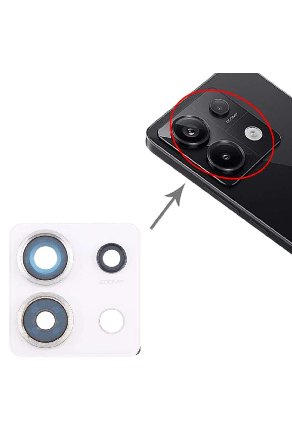 Xiaomi Uyumlu Redmi Note 13 Pro 5G Kamera Lensi Cam Full 2312DRA50G Siyah