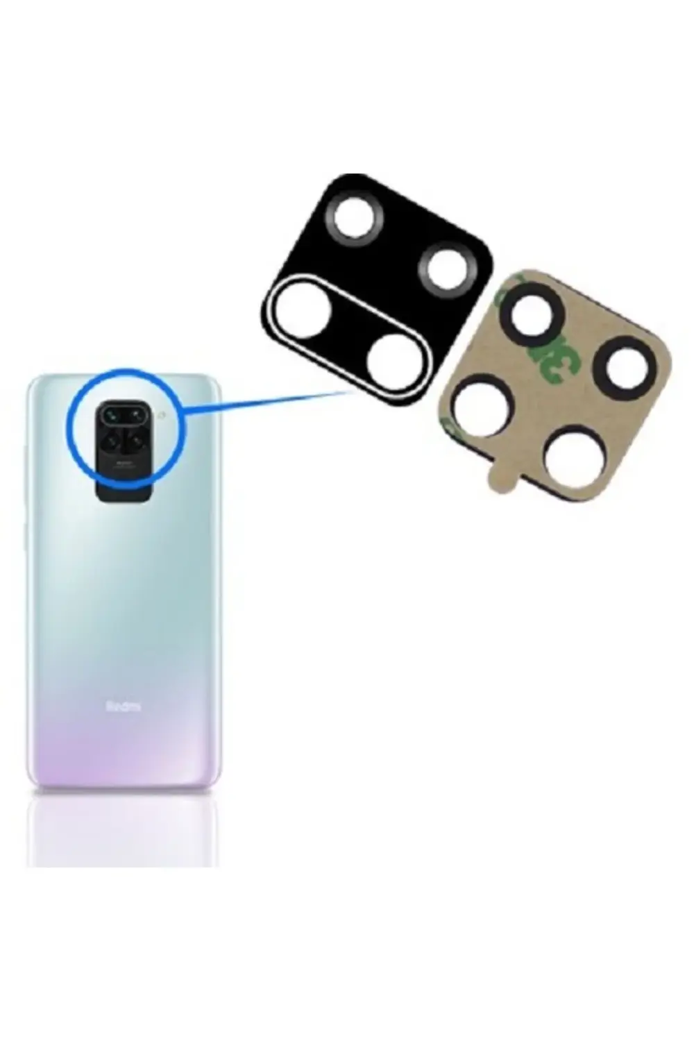 Xiaomi Uyumlu Redmi Note 9 Pro Arka Kamera Camı Lens Yapışkanlı