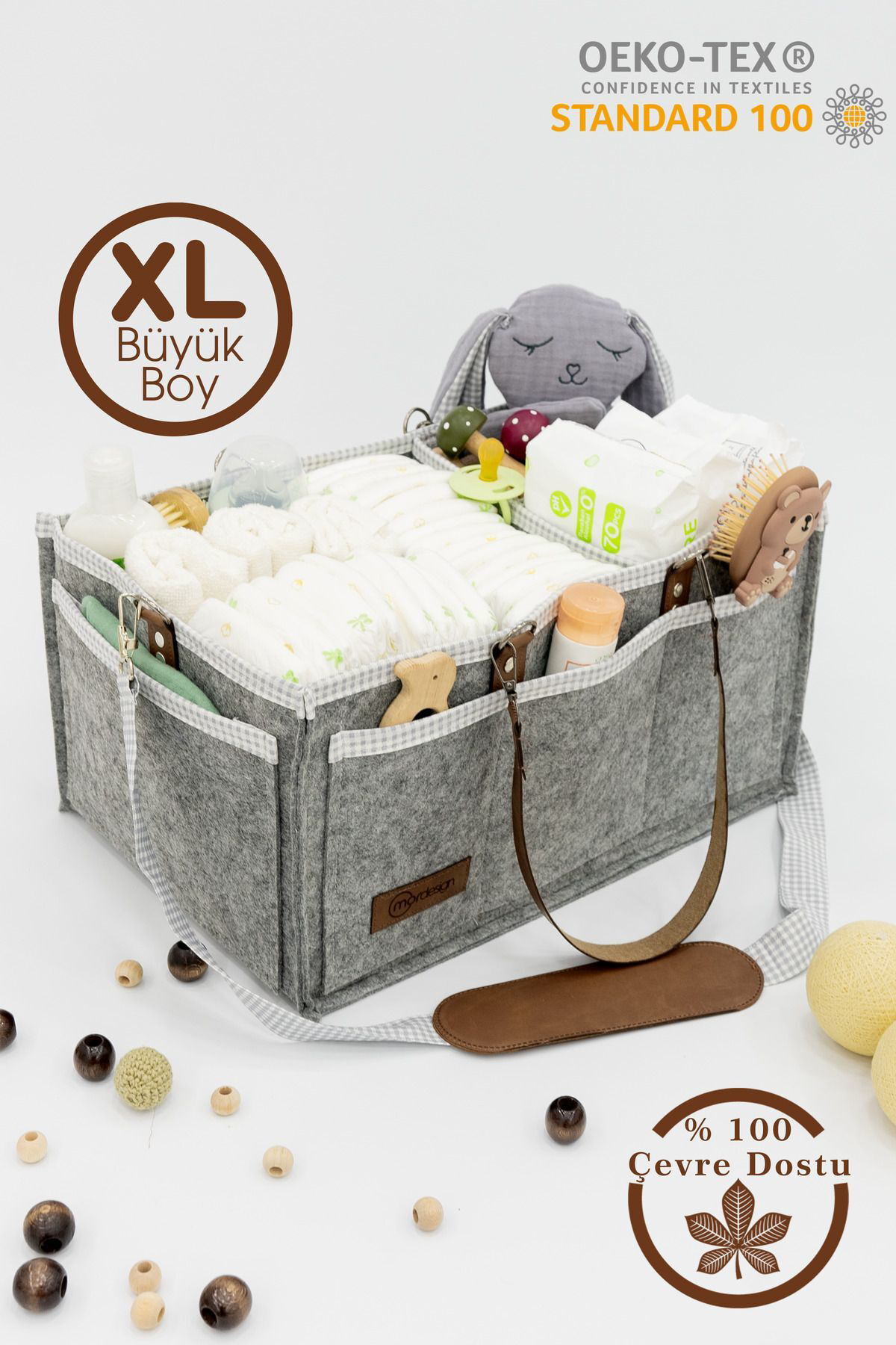 Mordesign Xl Büyük Boy, Çok Amaçlı Kalın Keçe Anne Bebek Bakım Çantası, Dol