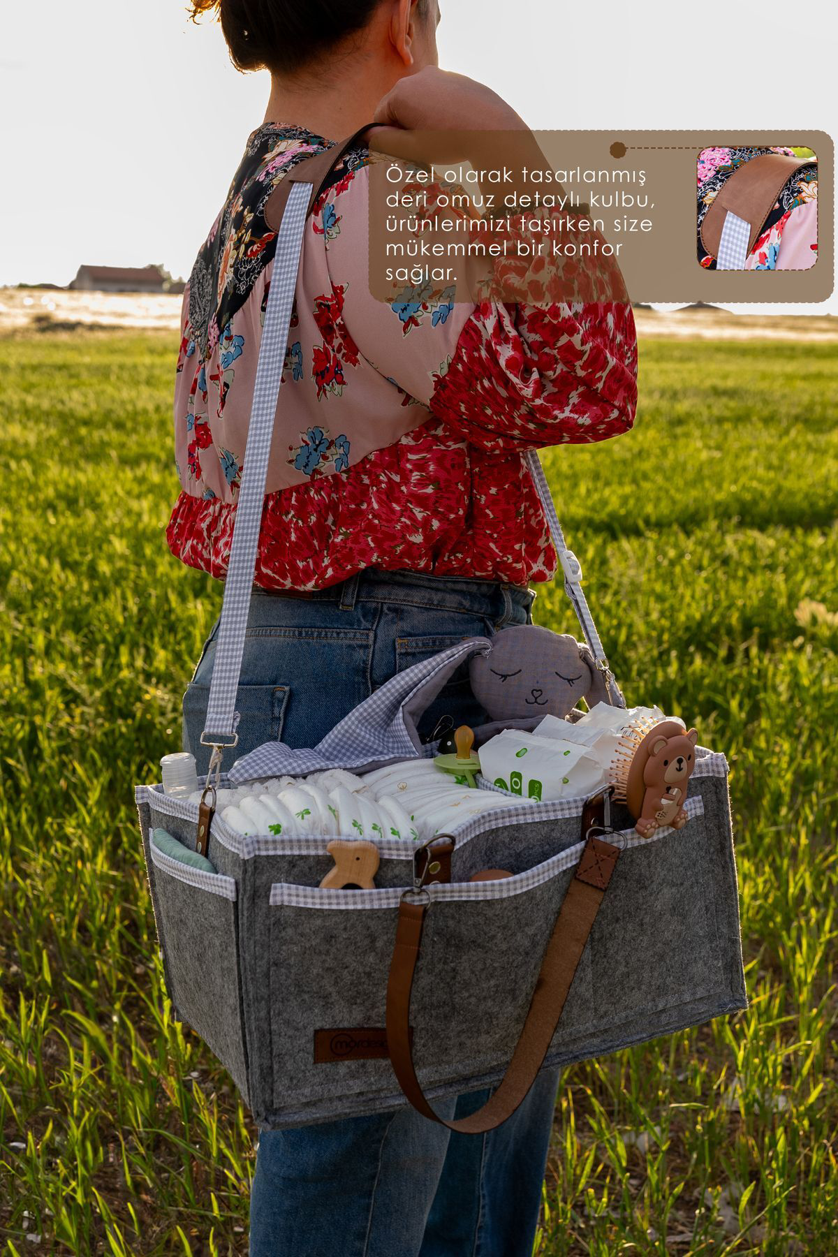 Mordesign Xl Büyük Boy, Çok Amaçlı Kalın Keçe Anne Bebek Bakım Çantası, Dol