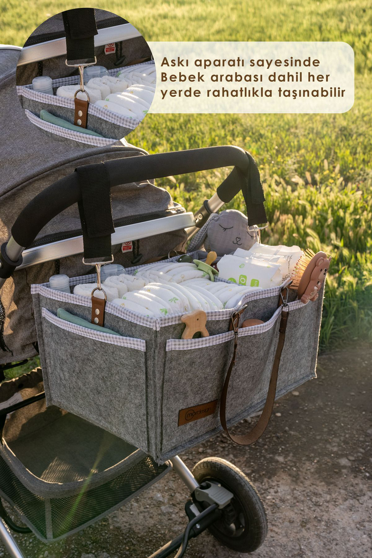 Mordesign Xl Büyük Boy, Çok Amaçlı Kalın Keçe Anne Bebek Bakım Çantası, Dol