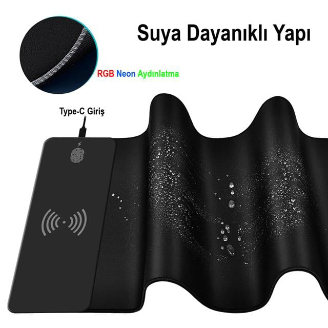XL RGB Gaming Mouse Pad Wireless Telefon Şarj Destekli 14 Modlu (