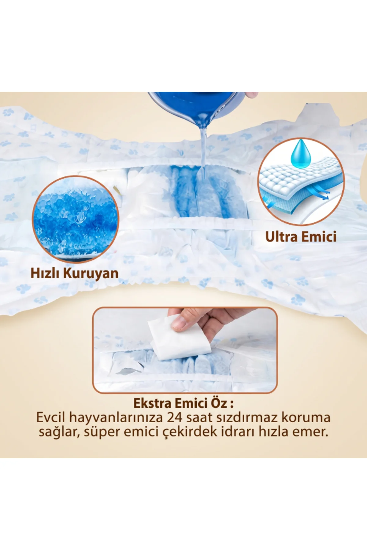XLarge Beden Evcil Hayvan Kilot Bez - Ultra Emici - Hızlı Kuruyan - Görsel 3