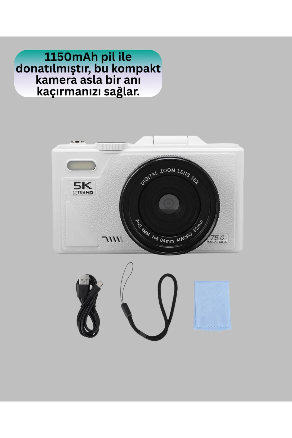 xmlbytr 5K UHD Dijital Kamera WiFi Bağlantılı Otofokus 18x Zoom Taşınabilir tr