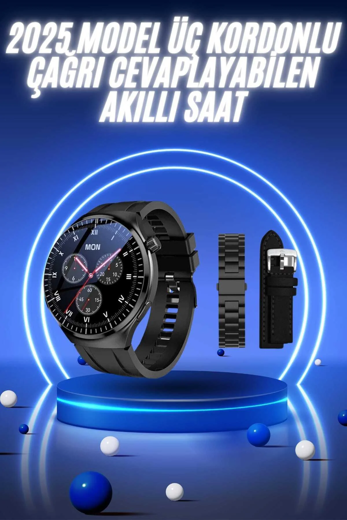 xmlbytr Akıllı Saat Yeni Nesil Üç Kordonlu Nabız Ölçer Çağrı Cevaplama tr