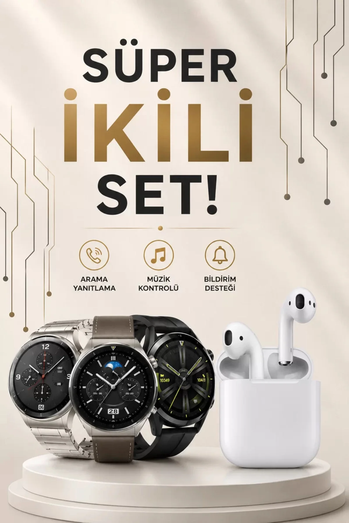 xmlbytr Akıllı Saat ve Kulaklık Seti Dokunmatik Ekran 5.0 Bluetoo