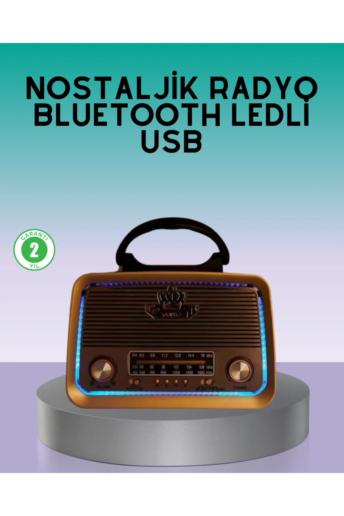 xmlbytr Bluetooth Özellikli Nostalji Radyo 3 Bant FM AM SW tr