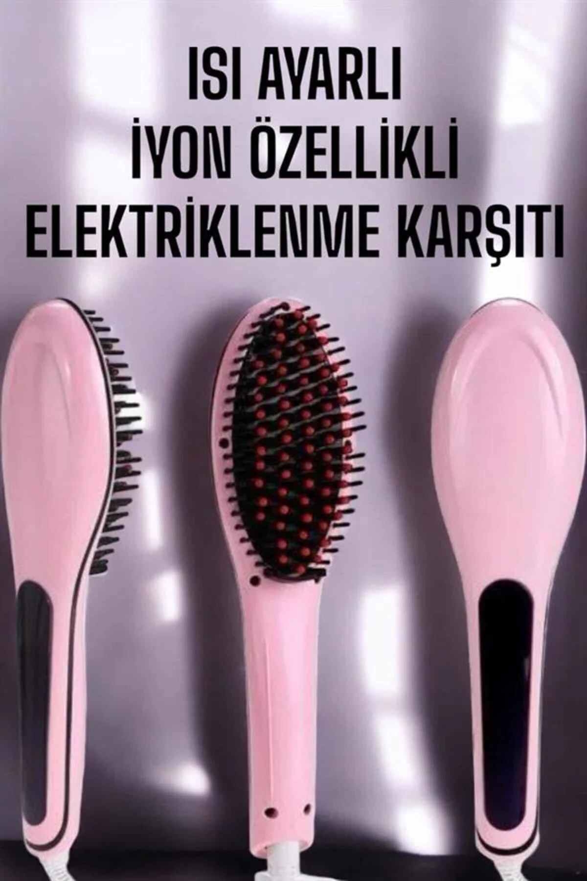 xmlbytr Fön Tarağı Saç Düzleştirici Sıkı Dişli Isı Ayarlı Elektri