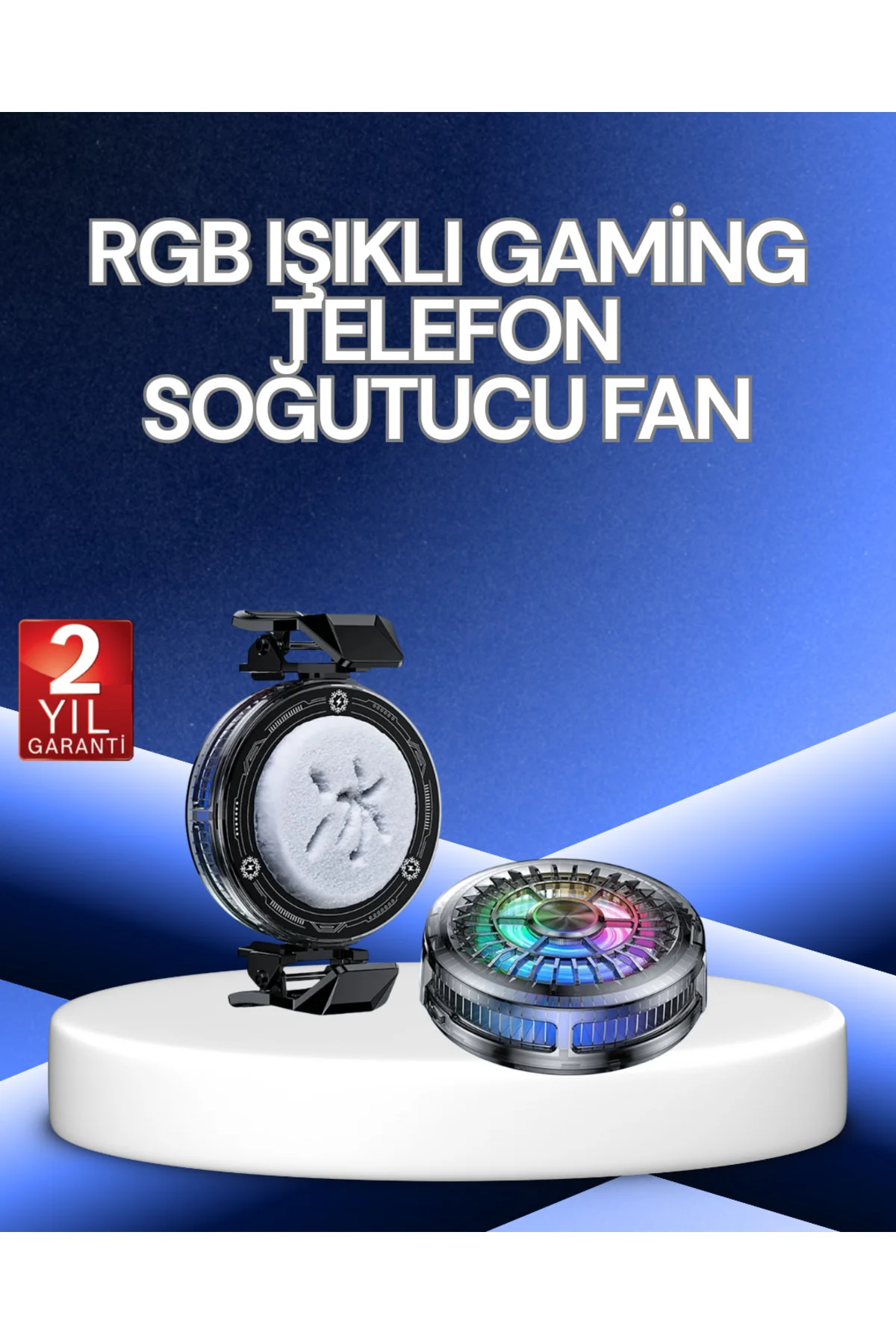 xmlbytr RGB Işıklı Telefon Soğutucu Fan Gaming Cooler Süper Hızlı Soğutma tr