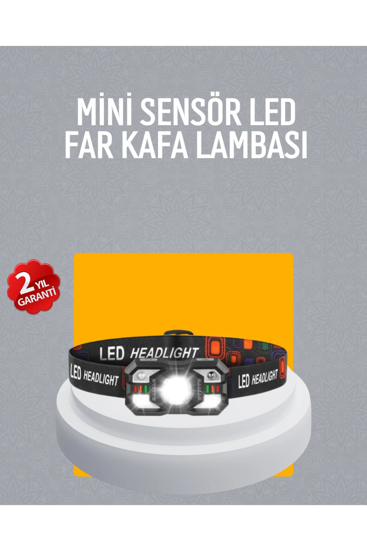 xmlbytr Şarj Edilebilir LED Far Hareket Sensörlü 5 Modlu Outdoor 