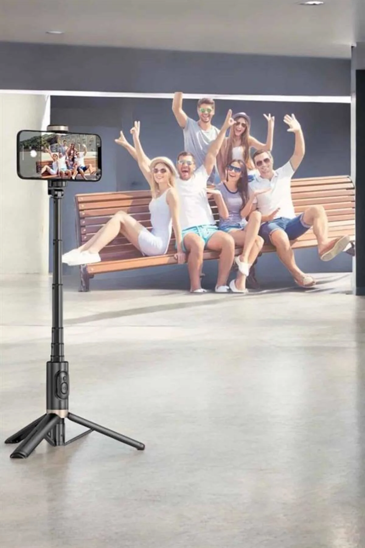 xmlbytr Selfie Çubuğu Tripod Kumandalı Telefon Tutucu Siyah tr