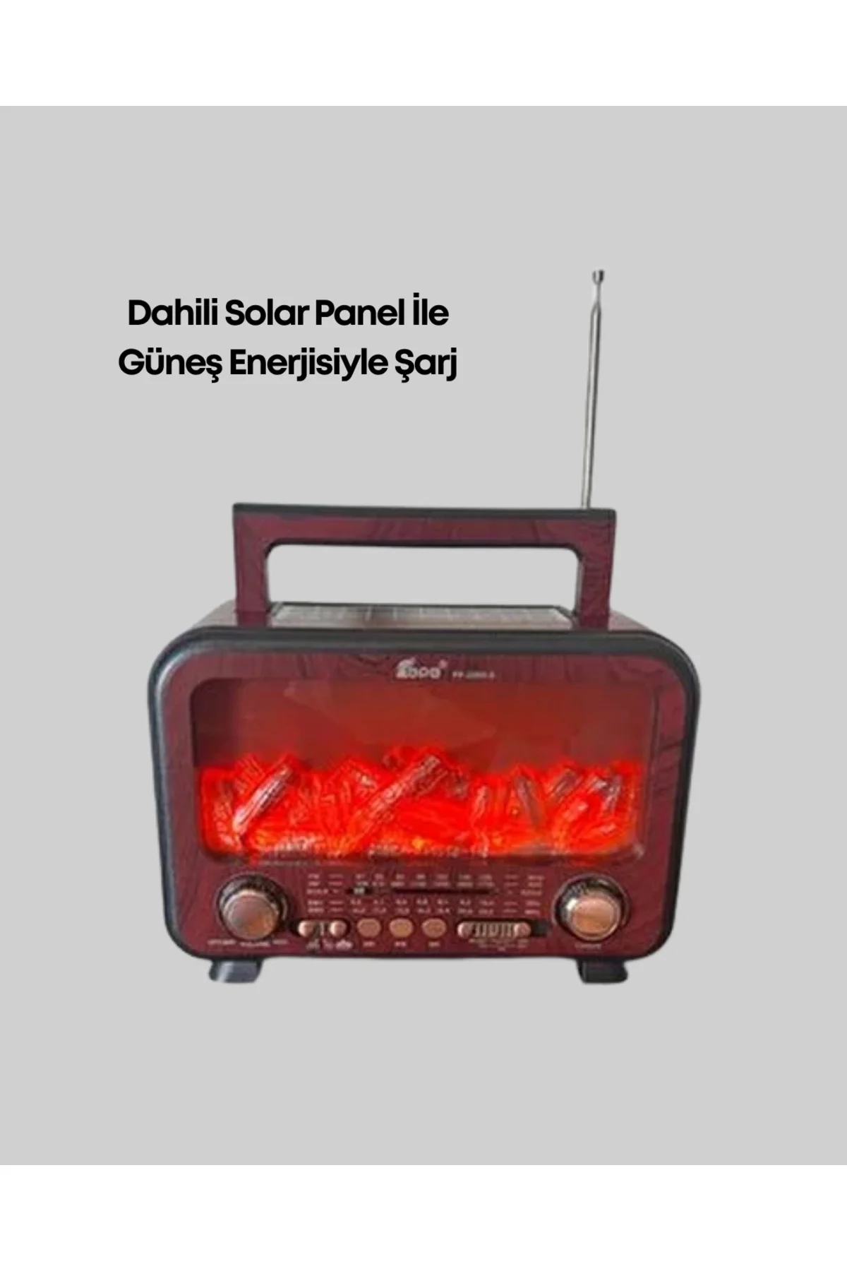 xmlbytr Şömine Alev Işıklı Solar Bluetooth Hoparlör – 7W Güçlü Ses FM Radyo tr