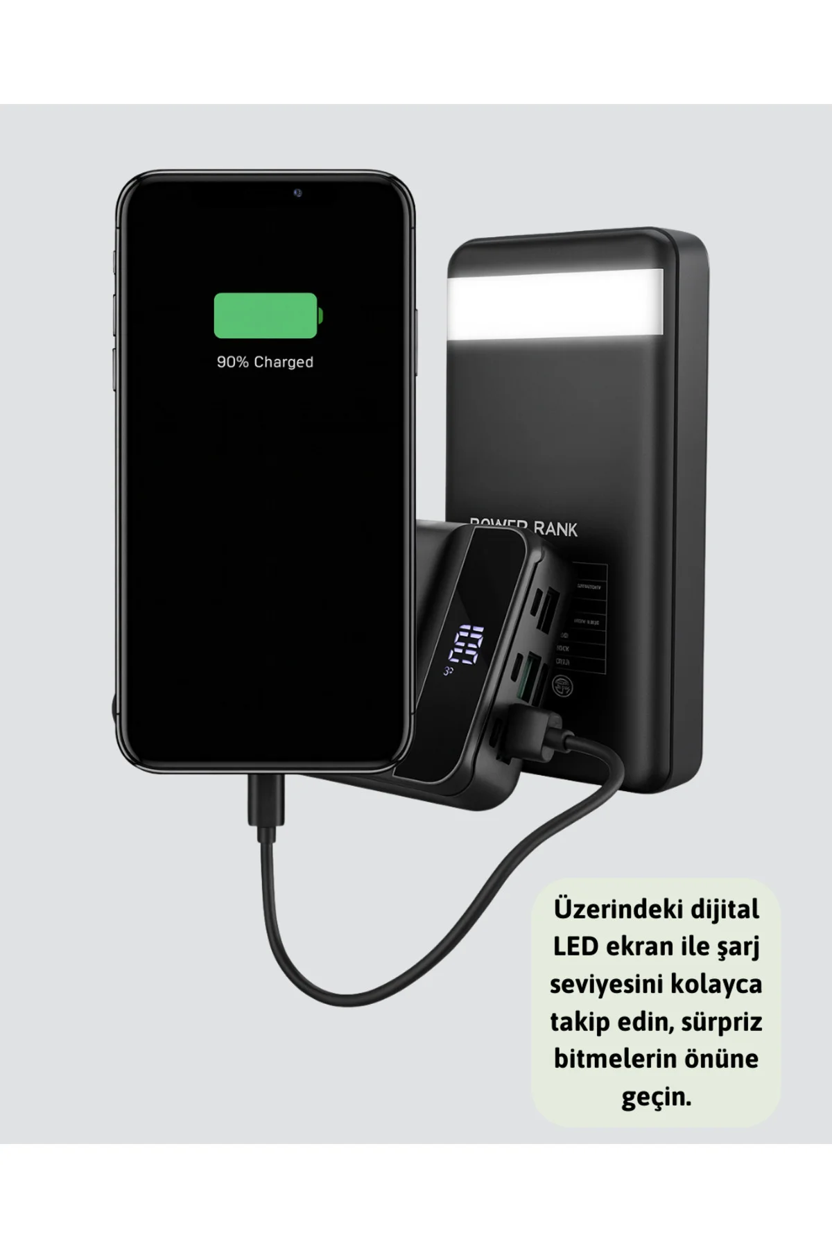xmlbytr Tüm Cihazlarla Uyumlu 50.000 mAh Powerbank – Yüksek Kapasiteli LED Gösterge ve Akıllı