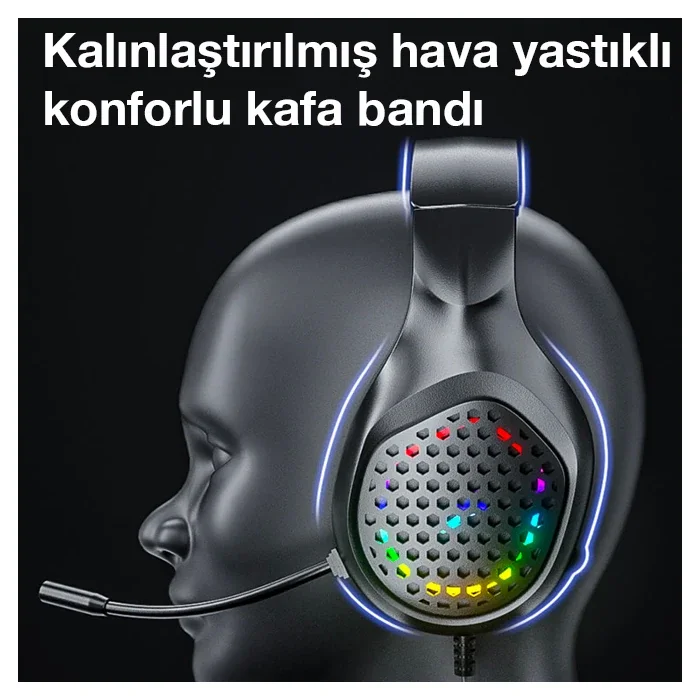 XMOWi R1 Gaming Mikrofonlu RGB Oyuncu Kulaklığı PC- Dizüstü  Ve Ps4-1852