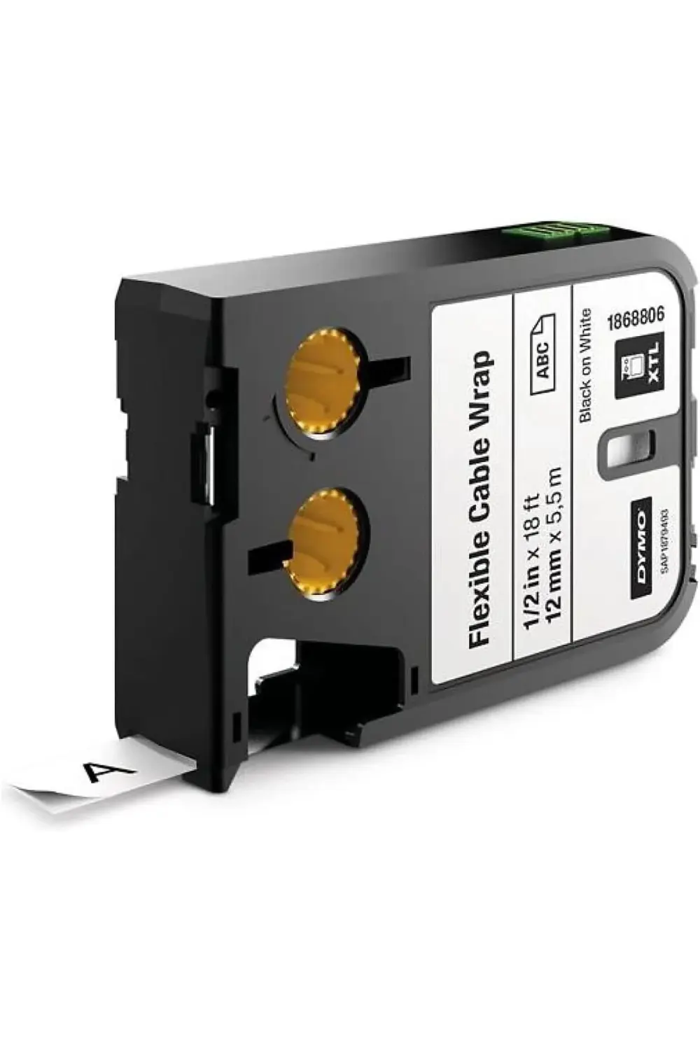 XTL, Esnek Kablo Etiketi (12 mm x 5,5 mt), Beyaz/Siyah - 1868806