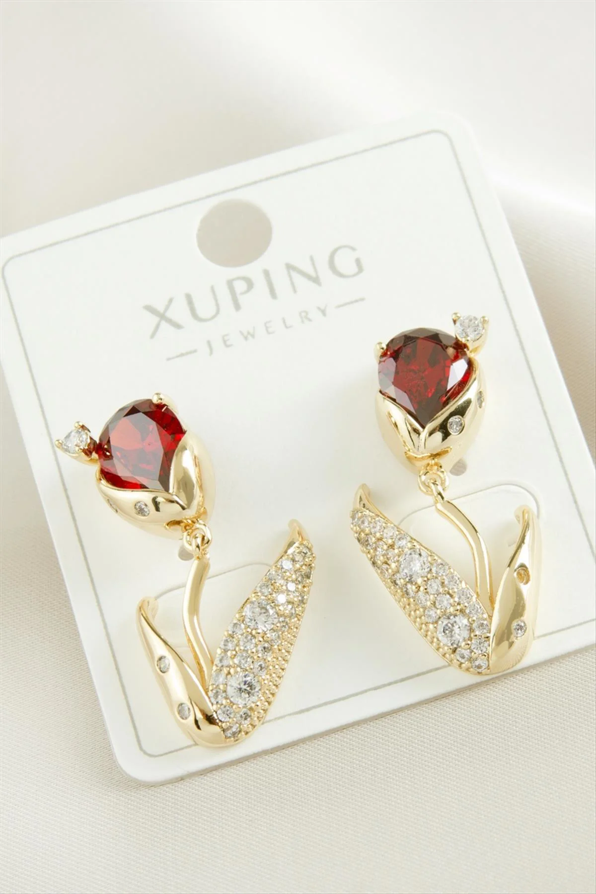 Xuping Orkide Zirkon Taşlı Lüks () Çelik Küpe-Sarı