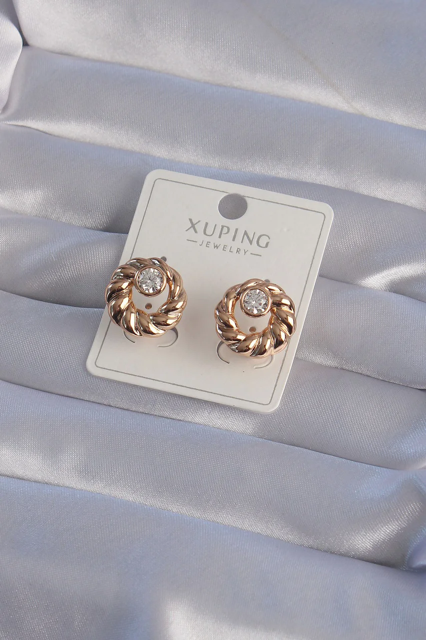 Xuping Rose Renk Oval Zirkon Taşlı Burgu Model Küpe Tj-bkp9361 Diğer