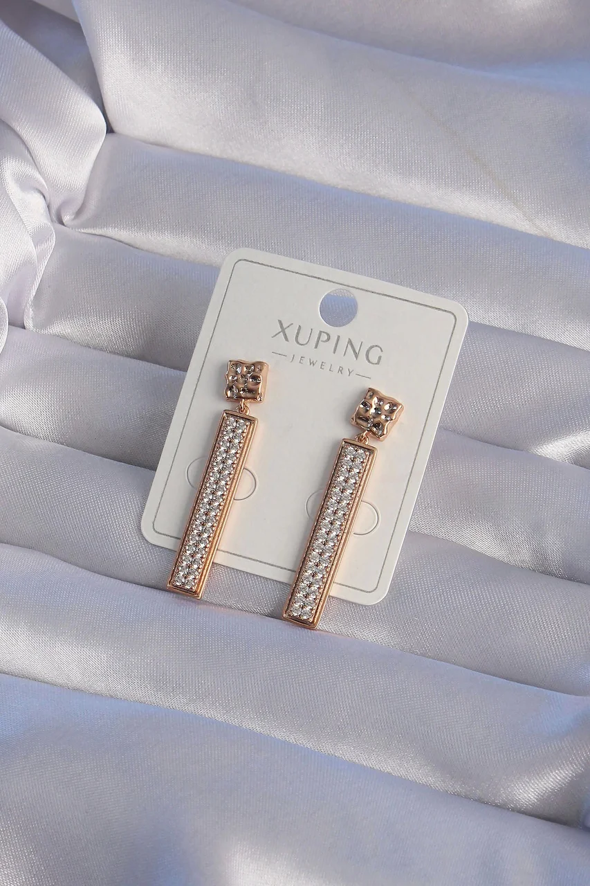 Xuping Rose Renk Zirkon Taşlı Su Yolu Küpe Çok Renkli