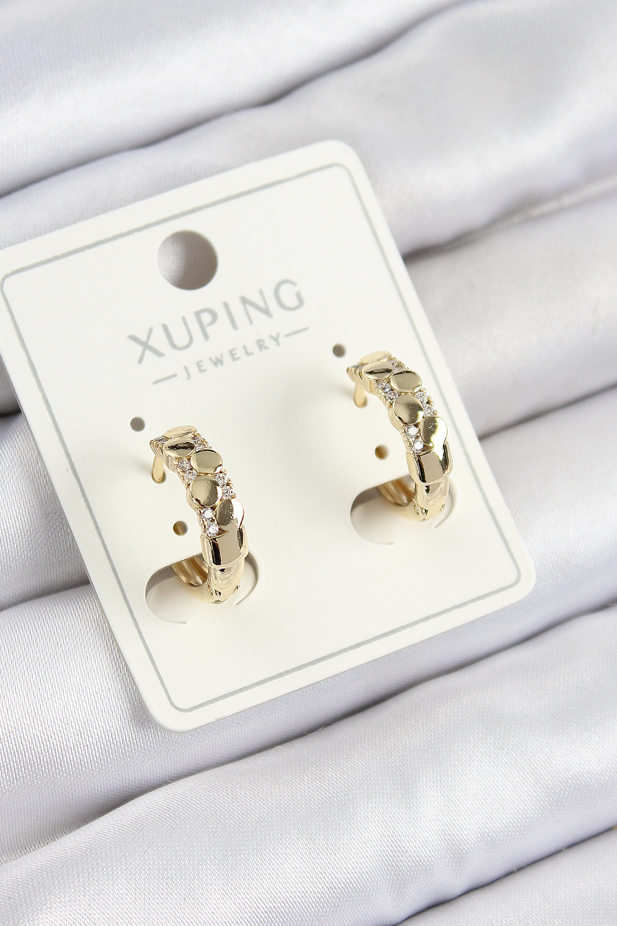 Xuping Zirkon Taşlı Halka Model Gold Renk Kadın Küpe - TJ-BKP1084