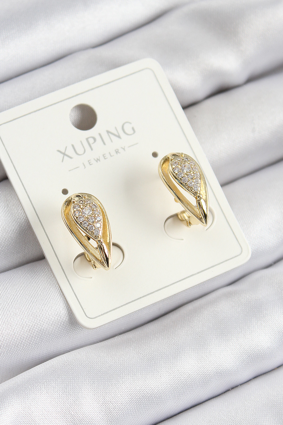 Xuping Zirkon Taşlı Damla Model Gold Renk Kadın Küpe - TJ-BKP1084
