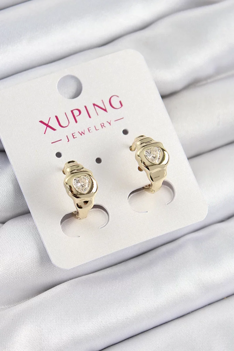 Xuping Zirkon Taşlı Kalp Model Gold Renk Kadın Küpe - Lisinya