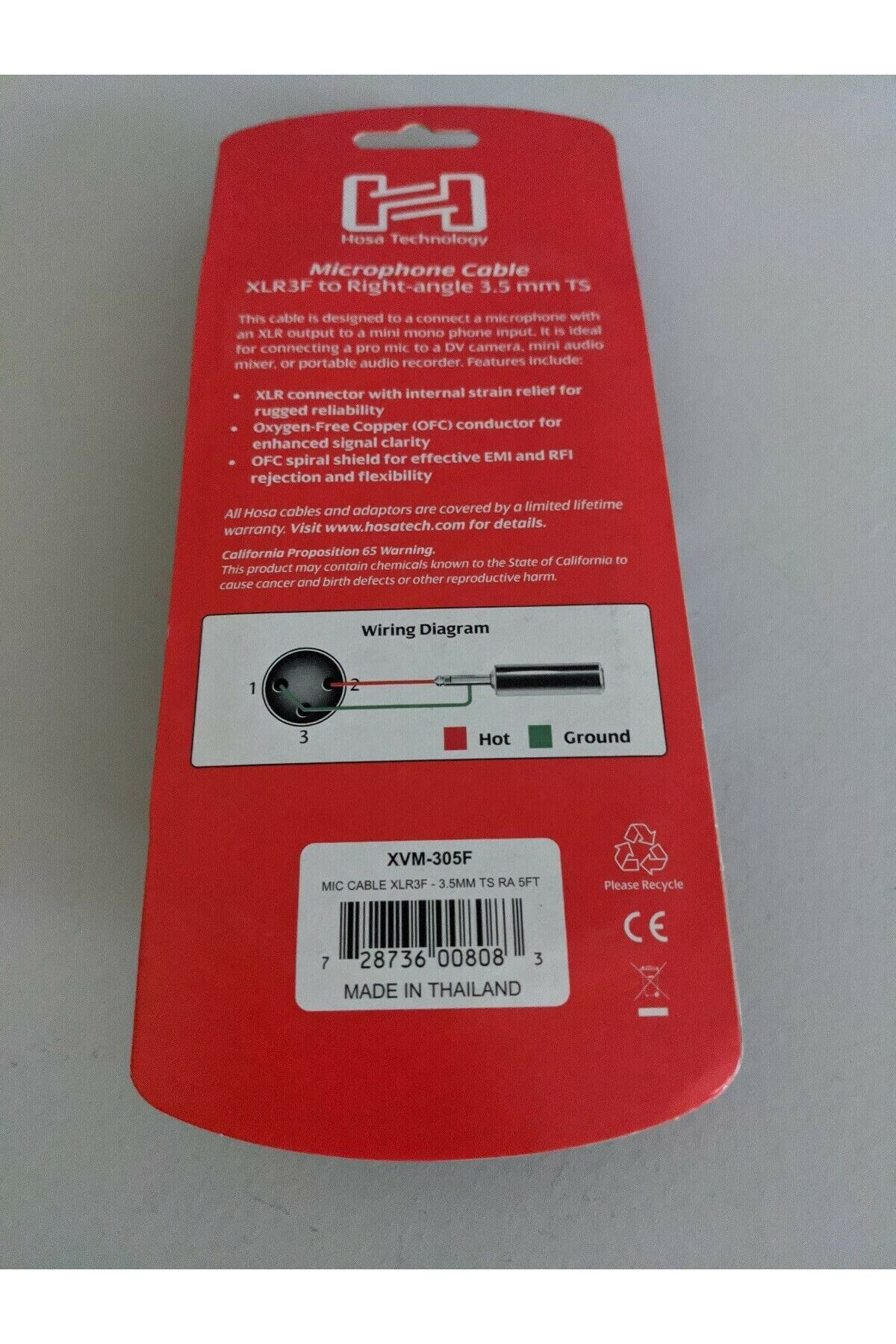 XVM-305F XLR (F) 3.5 mm TS (M) Mono mikrofon kablosu 1.5 Mt.