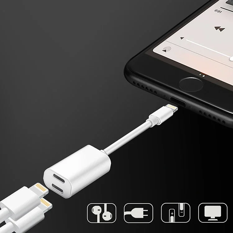 Y Cable iPhone 14-13-12-11 Lightning Kulaklık + USB Şarj Adaptörü - Hızlı ve Kesintisiz Ses