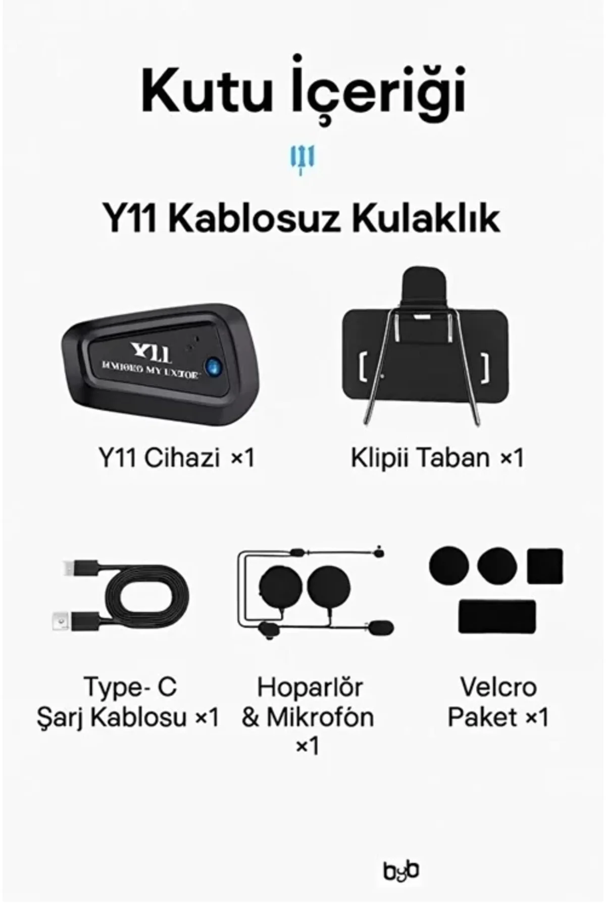 Y11 Bluetooth Kulaklık Mikrofonlu Motosiklet Kulaklığı İntercom B