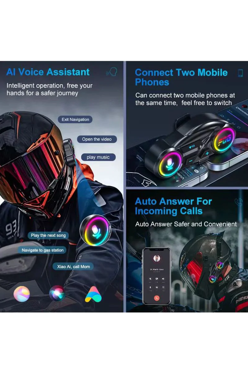 Y13 RGB Modlu Motor Kask Kulaklık - Bluetooth 5.3 Intercom Sistemi, IPX6 Su Geçirmez, 100 Saat Bekleme Süresi Fiyatı, Yorumları ve Özellikleri