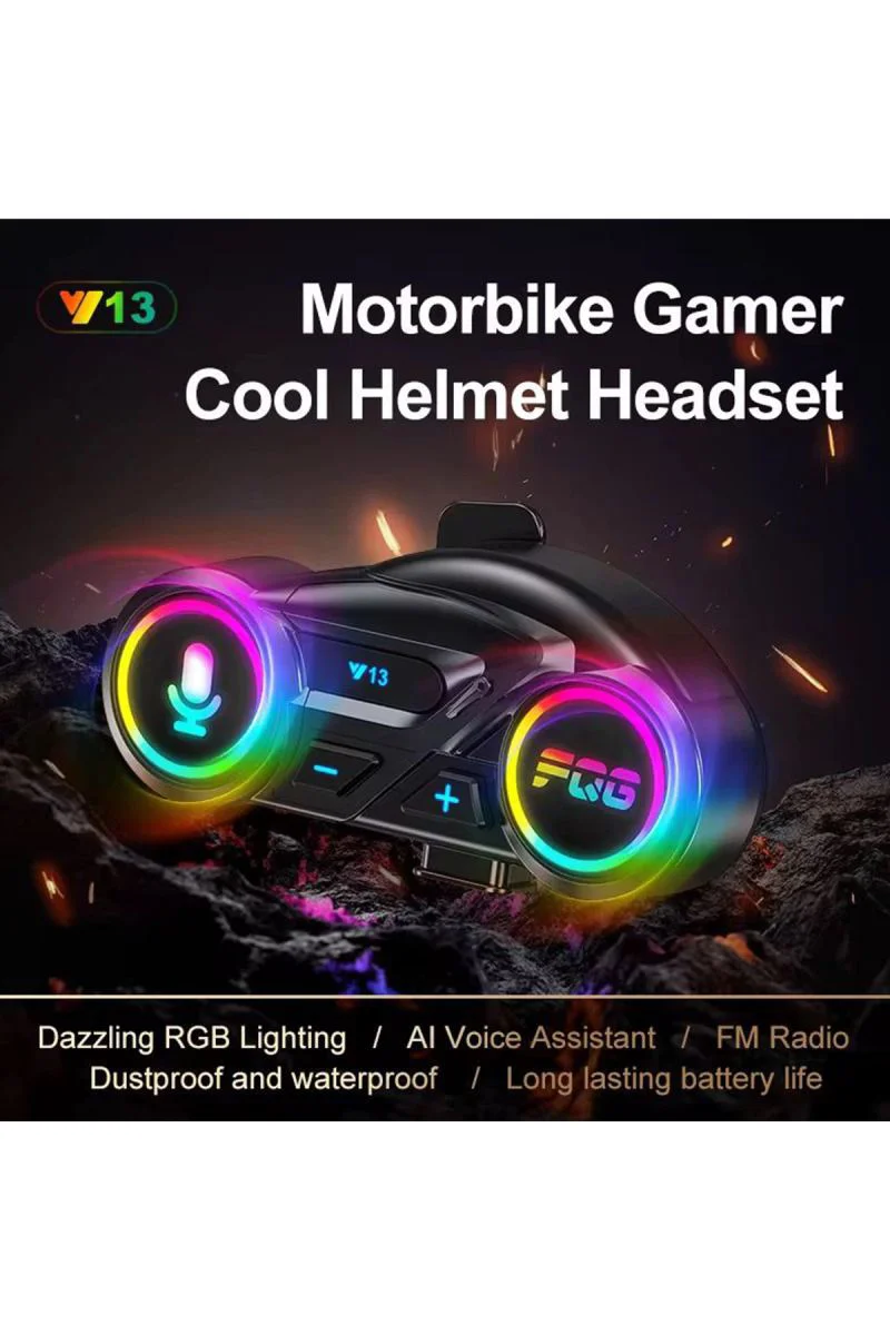 Y13 RGB Modlu Motor Kask Kulaklık - Bluetooth 5.3 Intercom Sistemi, IPX6 Su Geçirmez, 100 Saat Bekleme Süresi Fiyatı, Yorumları ve Özellikleri