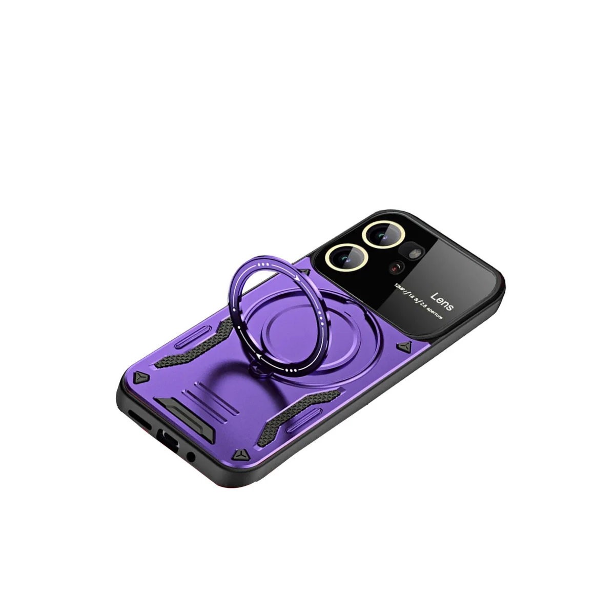 Y16 Joy Lens Standlı 360 Döner Kılıf - Mor Düşme Korumalı ve Şık