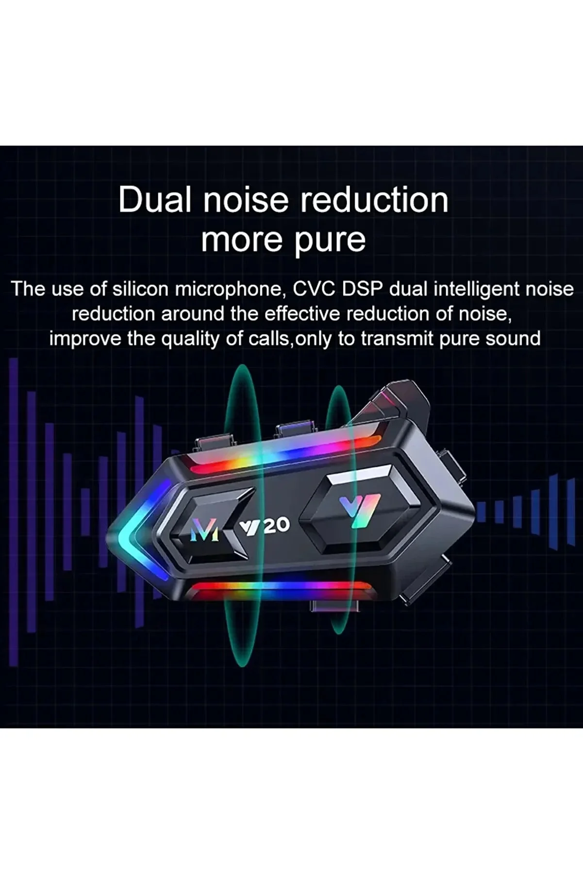 Y20 Motor Kurye Kask Kulaklık Rgb Modlu Bluetooth Motosiklet Kulaklık 5.3 Bluetooth Interkom