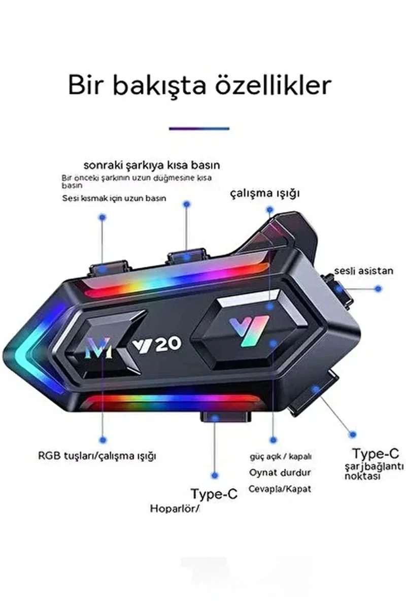 Y20 RGB Modlu Bluetooth Kask Kulaklık – IPX6 Su Geçirmez, 25 Saat Pil Ömrü, BT 5.3 Fiyatı, Yorumları ve Özellikleri