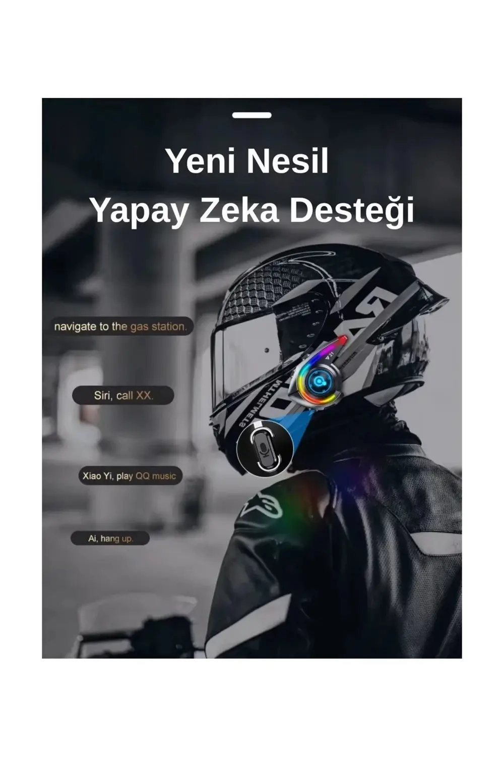 Y21 Rgb Işık Efektli Intercom Bluetooth Motosiklet Kask Kulaklığı