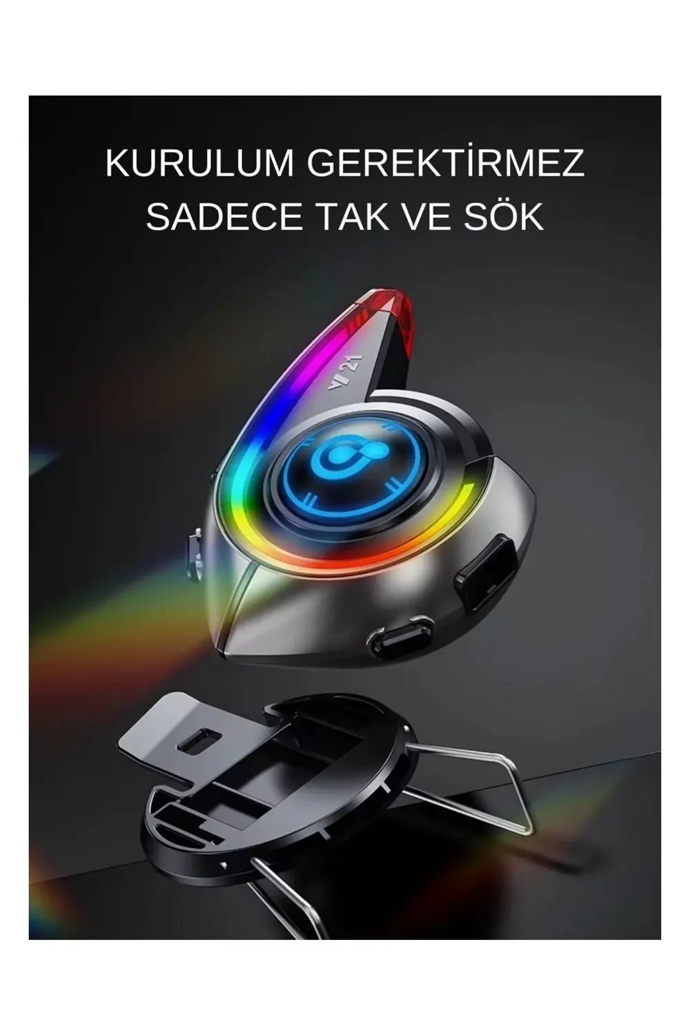 Y21 Rgb Işık Efektli Intercom Bluetooth Motosiklet Kask Kulaklığı