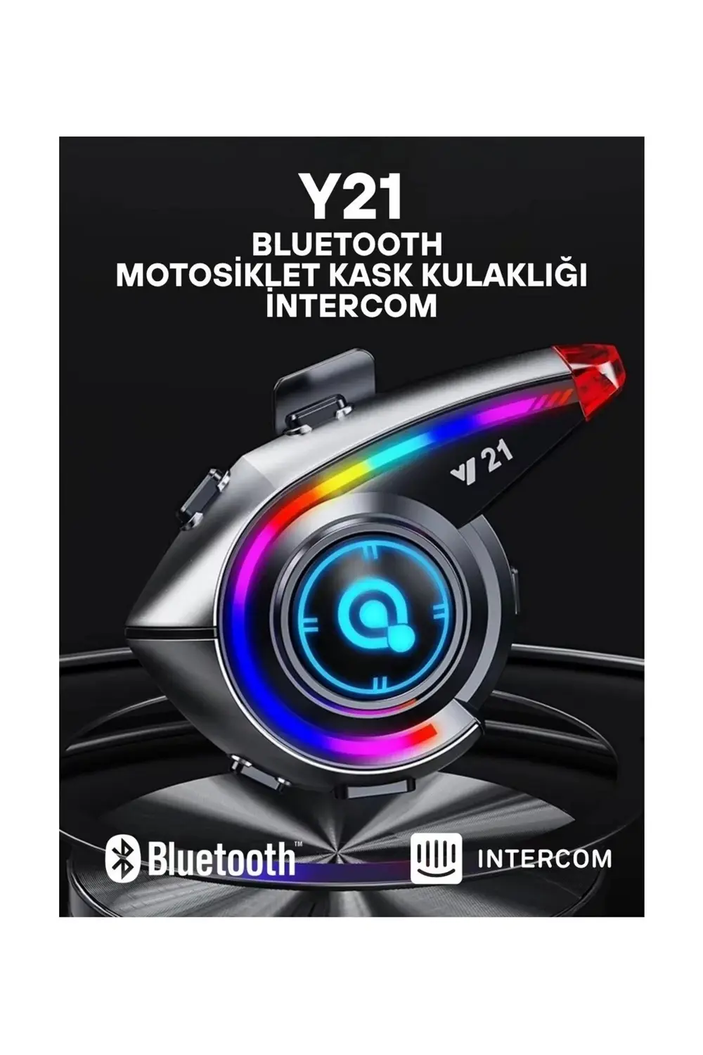Y21 Rgb Işık Efektli Intercom Bluetooth Motosiklet Kask Kulaklığı
