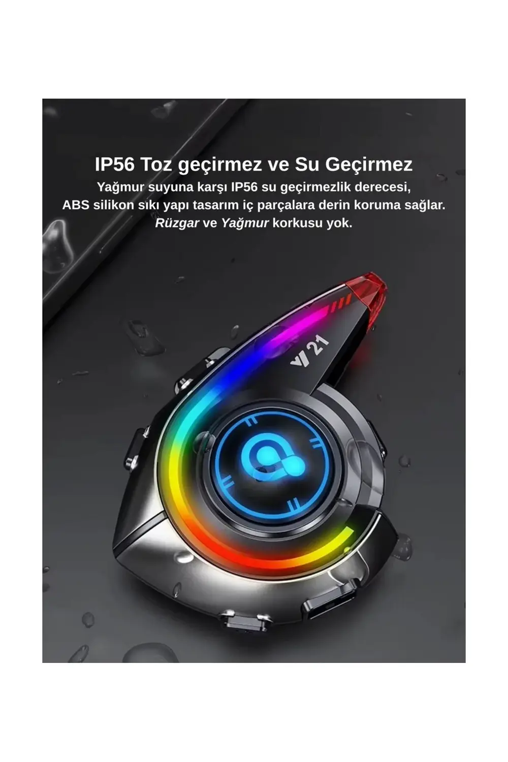 Y21 Rgb Işık Efektli Intercom Bluetooth Motosiklet Kask Kulaklığı