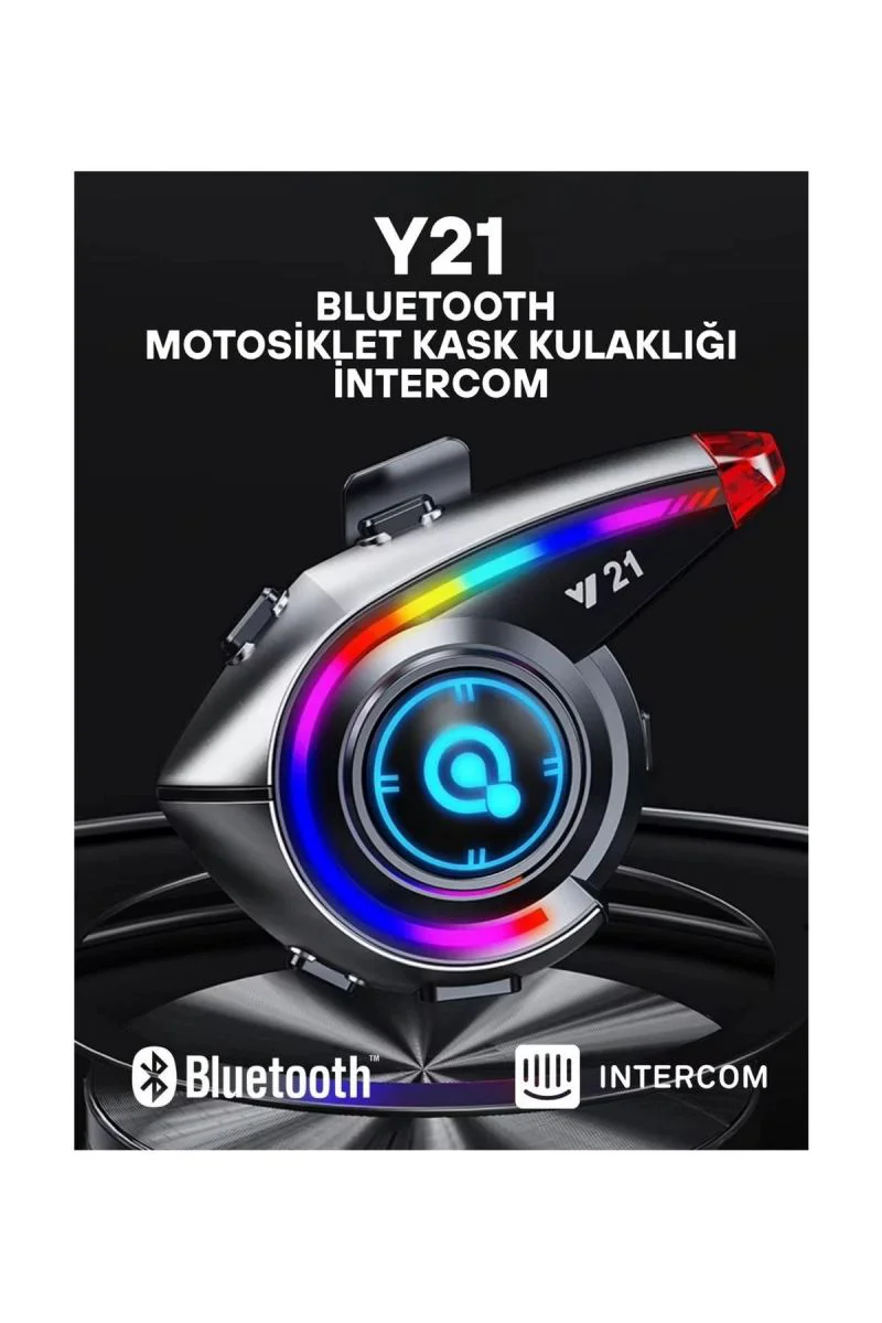 Y21 RGB Işık Efektli Bluetooth Intercom — Motosiklet Kask Kulaklığı Fiyatı, Yorumları ve Özellikleri